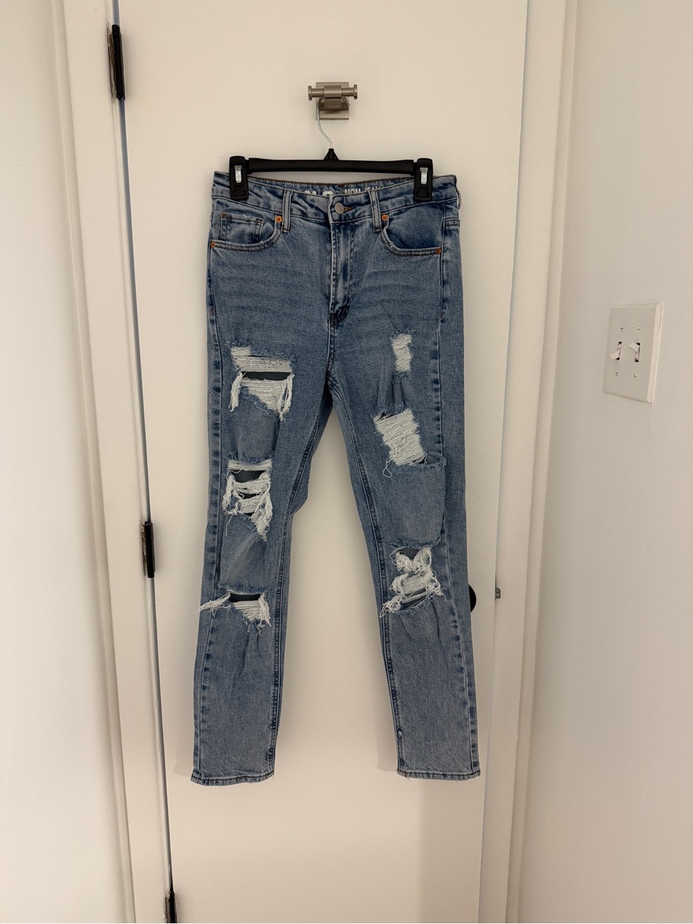 Mom Jean High-Rise Distressed Light Blue Jeans for Women